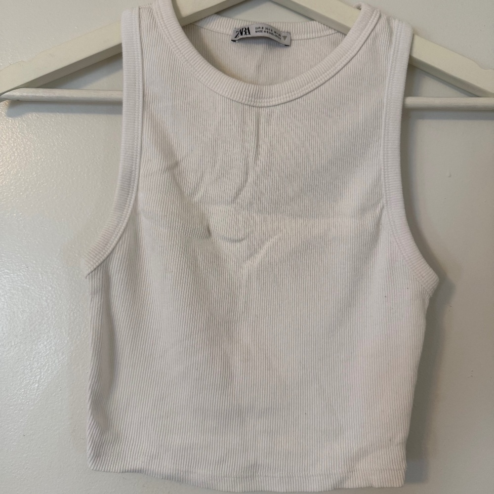 Zara white ribbed tank